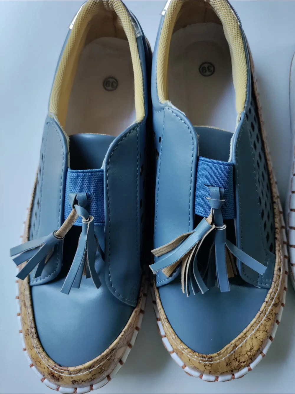 2 Pairs Women's Platform Tassel Slip-On Loafers Size 39-Comfortable Casual Shoes